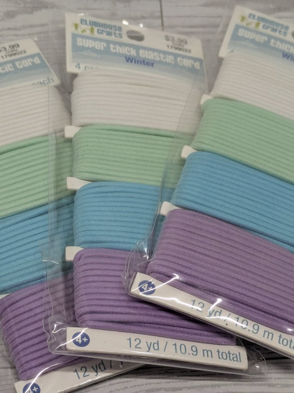 NEW! 3 Packages of Thick Pastel Colored Elastic Cord by Clubhouse Crafts - 36yds
